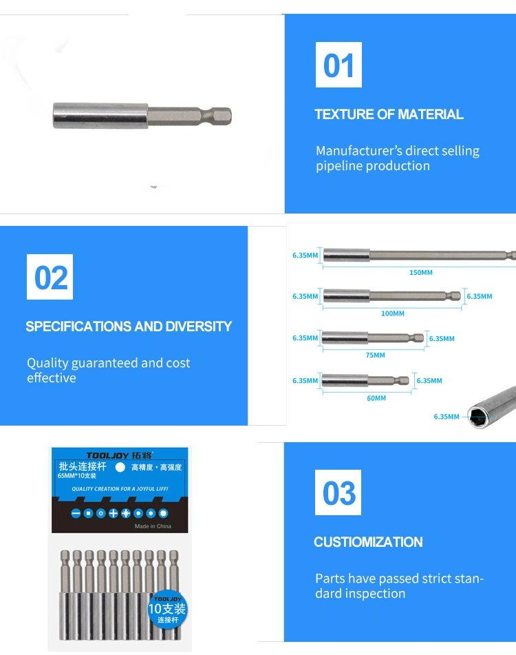 Tooljoy Factory Direct Supply 25mm 50mm 65mm 75mm 100mm 150mm Customized Magnetic Bit Holder