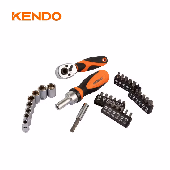 Set di cacciaviti a cricchetto magnetico Kendo da 35 pezzi con sistema a cricchetto a 72 denti fini per lavori di precisione che fanno risparmiare tempo