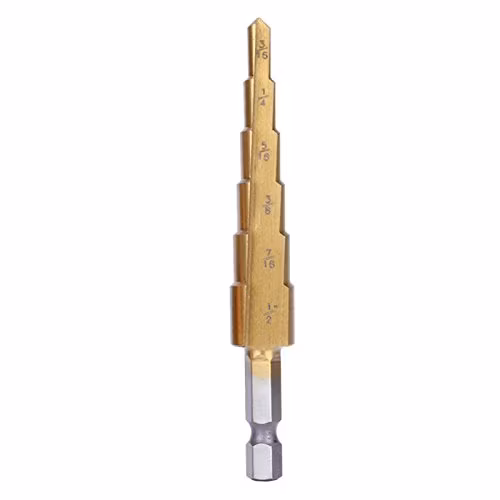 Set di punte per trapano a gradini in titanio e acciaio ad alta velocità da 3 pezzi/set con chiave a percussione compatibile con 28 (1/8-3/4'')